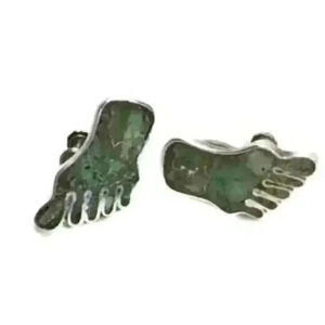 Feet FOOT Fetish Sterling Silver & Turquoise Earrings Taxco Mexico 925 Screw